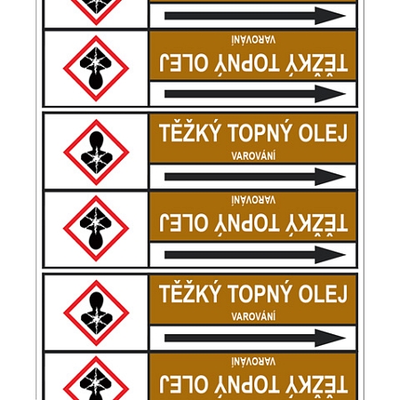 Značení potrubí, těžký topný olej